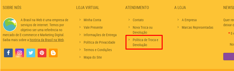 Política de Devolução e Troca - Brasil