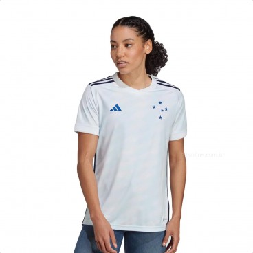 Camisa Cruzeiro 2 2023 s/nº Torcedor Adidas Feminina Branco / Azul
