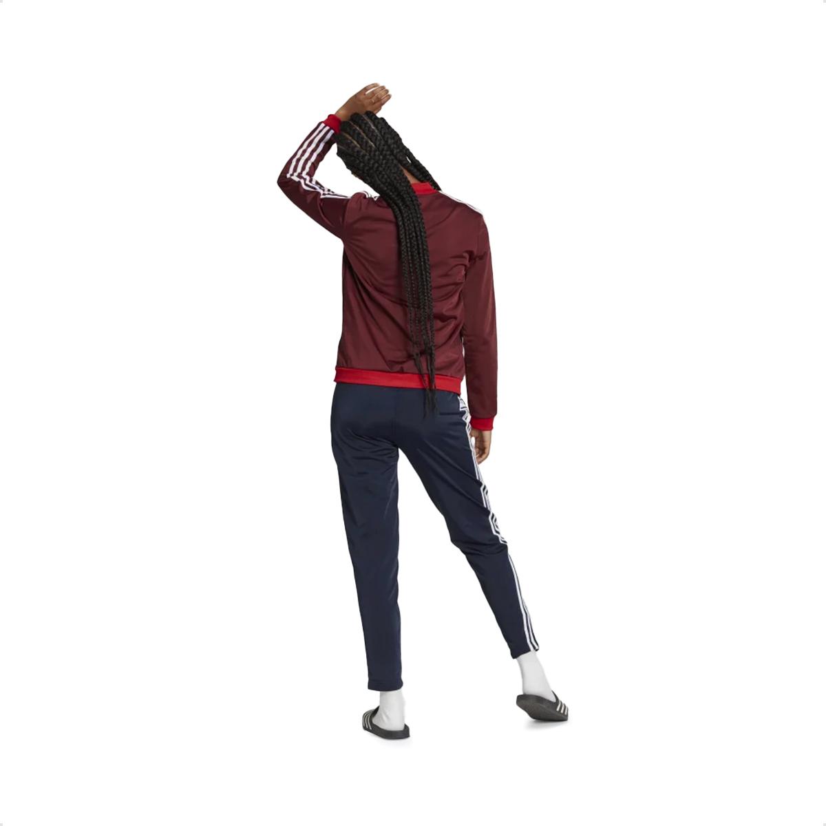 Conjunto Agasalho Adidas Essentials 3-Stripes Feminino Vermelho