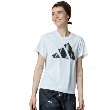 Camisa Adidas Run It Brand Love Feminina Branco / Preto