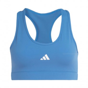 Top Adidas Treino Basico Suporte Medio Feminino Azul