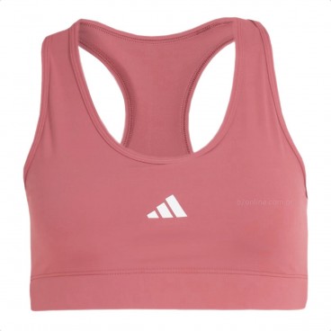 Top Adidas Treino Basico Suporte Medio Feminino Vermelho