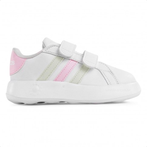 Tênis Adidas Grand Court 2.0 Infantil Branco / Rosa