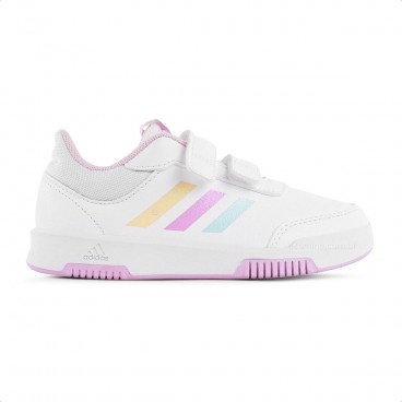 Tênis Adidas Tensaur Hook And Loop Juvenil Branco / Rosa