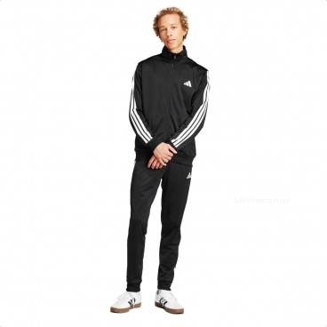 Agasalho Adidas Sportswear Basic Três Listras Tricot Masculino Preto / Branco