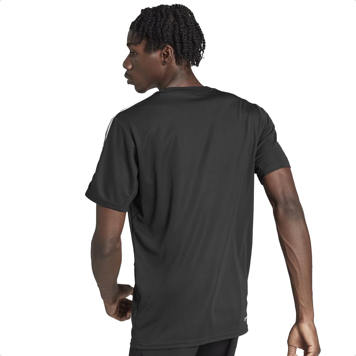 Camiseta Adidas Essentials 3 Listras Preta e Branca