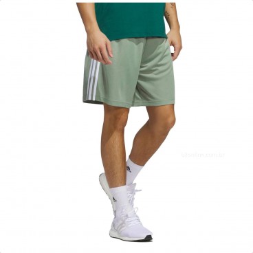 Shorts Adidas 3 Listras Masculino Verde / Branco