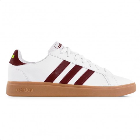 Tênis Adidas Grand Court Base 2.0 Masculino Branco / Vinho