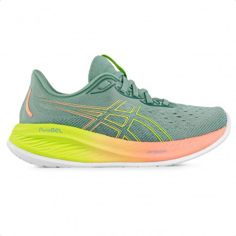 Tênis Asics Gel Cumulus 26 Paris Feminino Verde / Laranja