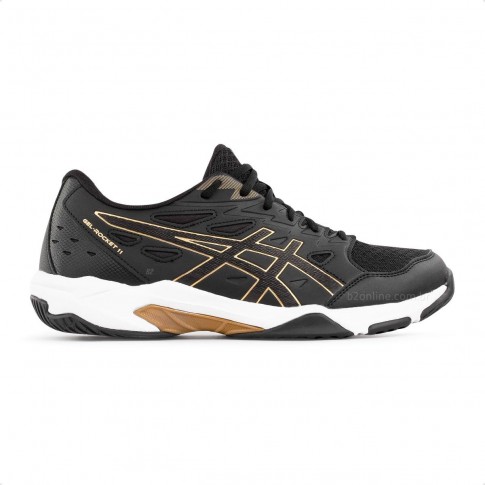 Tenis Asics Gel Rocket 11 Masculino Preto / Dourado