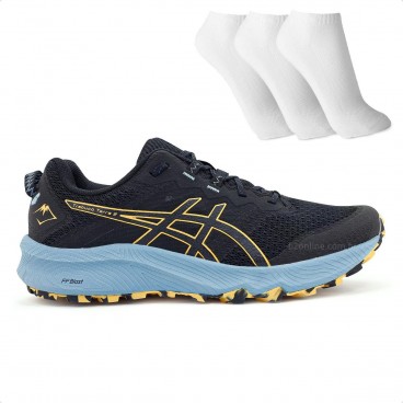 Tênis Asics Gel Trabuco Terra 2 Masculino + 3 Pares de Meia Preto / Amarelo