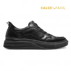 Sapatênis Democrata Pace Calce Fácil Casual Masculino Preto / Preto