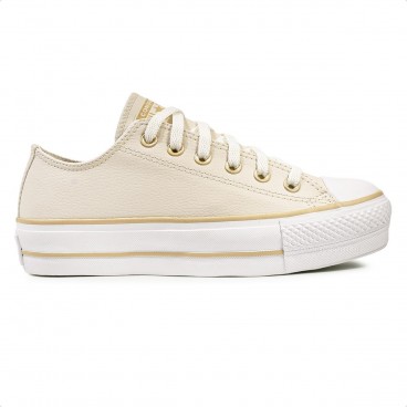 Tênis Converse All Star Chuck Taylor All Star Lift Cano Baixo Feminino Bege / Branco