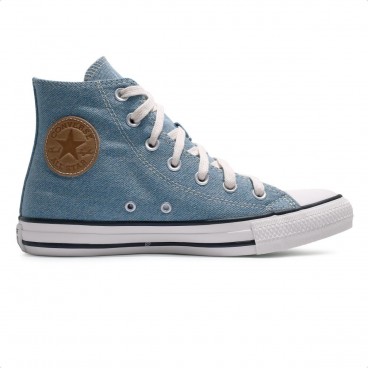 Tênis Converse All Star Chuck Taylor Denim Cano Alto Feminino Azul Claro