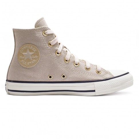 Tênis Converse All Star Chuck Taylor Heathered Sheen Cano Alto Feminino Bege / Bege