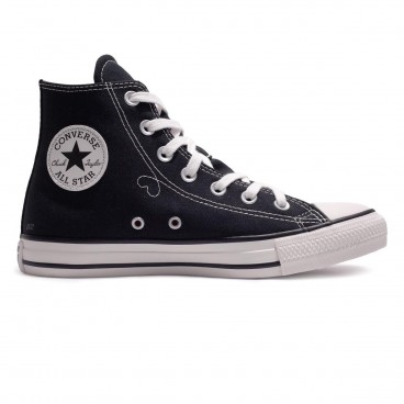 Tênis Converse All Star Chuck Taylor In Love Cano Alto Feminino Preto / Branco