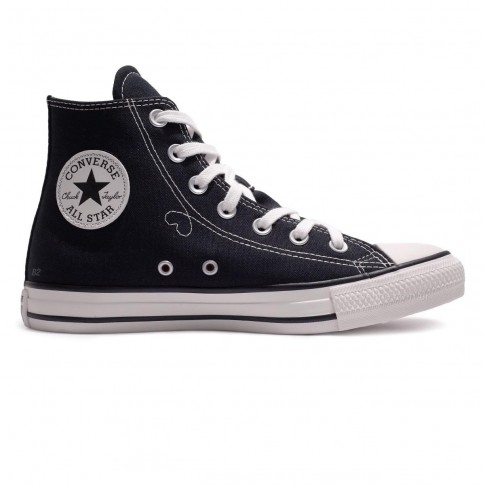 Tênis Converse All Star Chuck Taylor In Love Cano Alto Feminino Preto / Branco