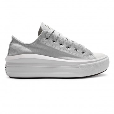 Tênis Converse All Star Chuck Taylor Move Cetim Cano Baixo Feminino Cinza / Branco