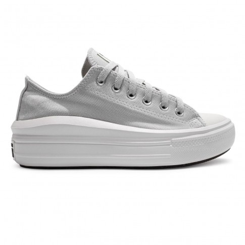 Tênis Converse All Star Chuck Taylor Move Cetim Cano Baixo Feminino Cinza / Branco