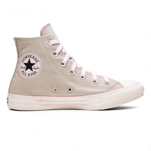 Tênis Converse Chuck Taylor All Star Canvas+1 Cano Alto Feminino Bege / Rosa