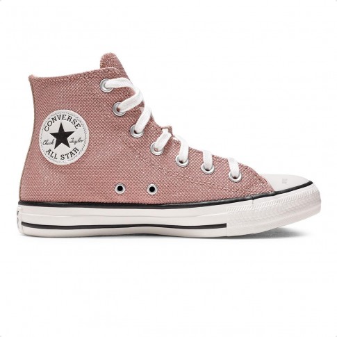 Tênis Converse Chuck Taylor All Star Casual Cano Alto Feminino Rosa / Branco