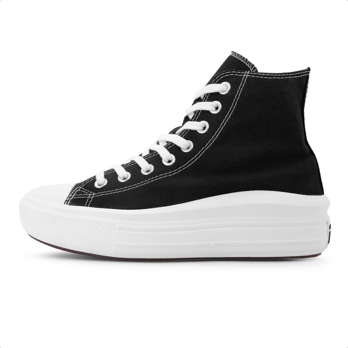 Tênis Converse All Star Chuck Taylor Move Plataforma Cano alto Feminino  Preto e Branco - Clínica do Tênis