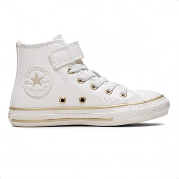 Tênis Converse All Star Chuck Taylor 1v Taylored Lux Cano Alto Bege / Dourado