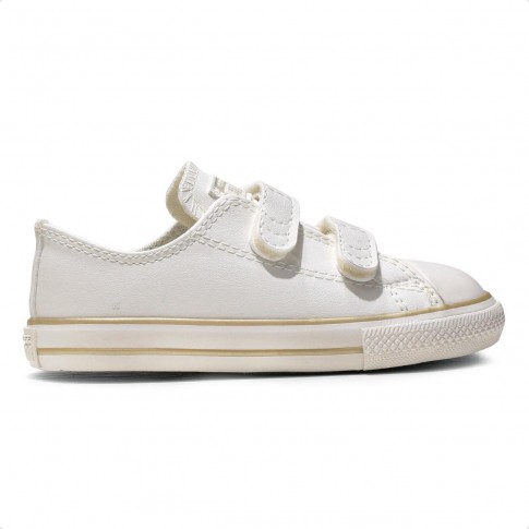 Tênis Converse All Star Chuck Taylor 2v Taylored Lux Infantil Bege / Dourado