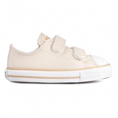 Tênis Converse Chuck Taylor All Star 2V Canvas Infantil Bege / Branco