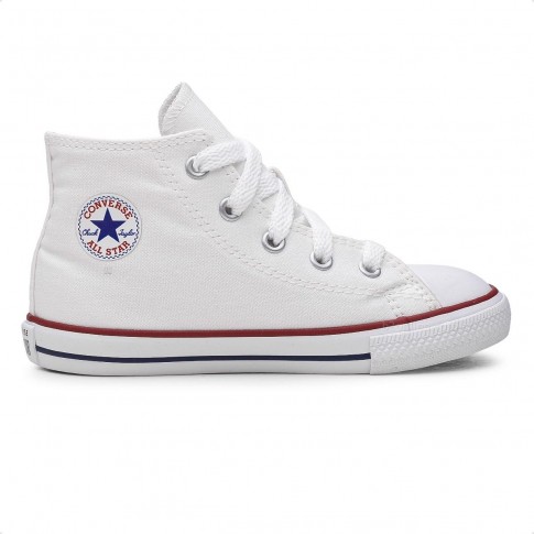 Tênis Converse Chuck Taylor All Star Canvas Cano Alto Juvenil Branco / Marinho