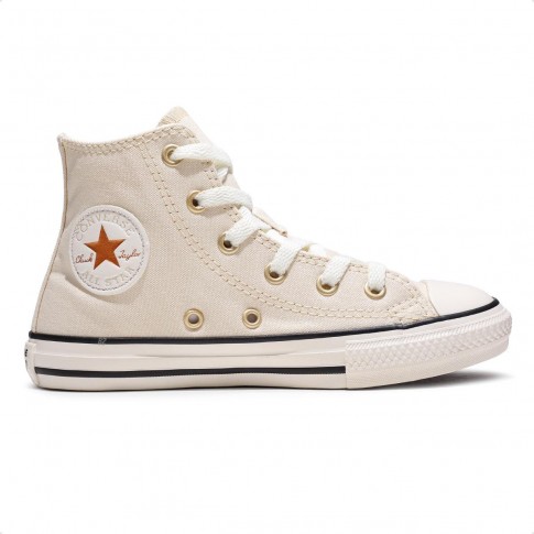 Tênis Converse Chuck Taylor All Star Juvenil Summer Metals Cano Alto Bege / Branco