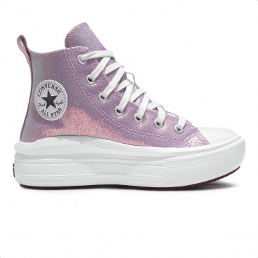 Tênis Converse Chuck Taylor All Star Move Holiday Disco Cano Alto Juvenil Lilas / Branco