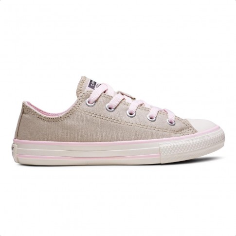 Tênis Converse Chuck Taylor All Star Side Zip Canvas+1 Juvenil Bege / Rosa