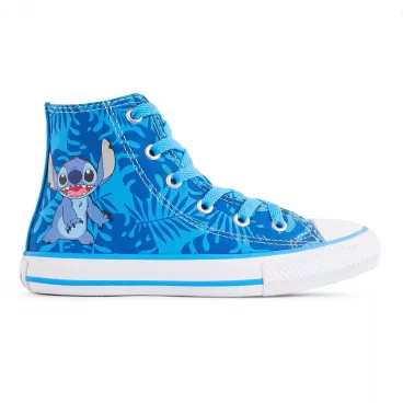 Tênis Converse All Star Chuck Taylor Cano Alto X Disney Stitch Juvenil Azul Claro / Branco