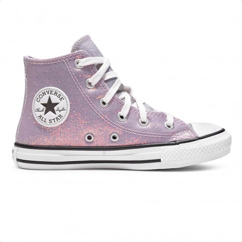 Tênis Converse Chuck Taylor All Star Cano Alto Juvenil Lilás / Branco