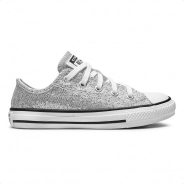 Tênis Converse Chuck Taylor All Star Casual Juvenil Prata / Branco