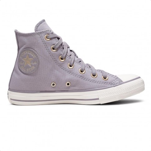 Tênis Converse Chuck Taylor All Star Taylored Lux Cano Alto Unissex Lilás / Dourado