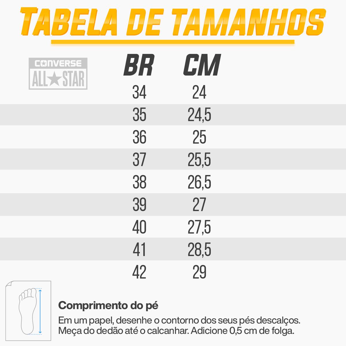 All star sales tabela de medidas
