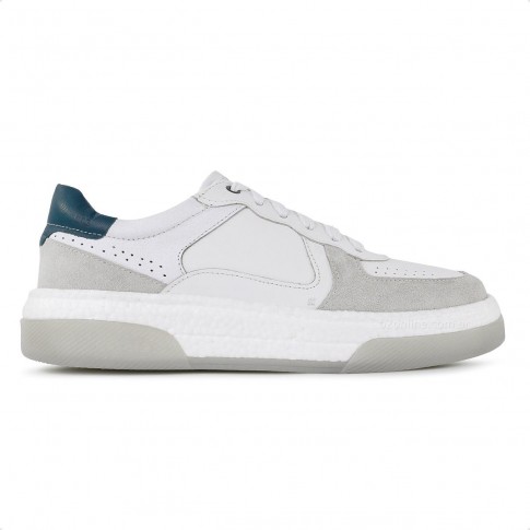 Sapatênis Democrata Denim Beat Pulse Microfuros Masculino Branco / Marinho