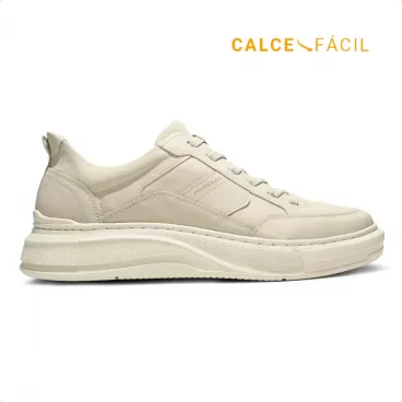 Sapatênis Democrata Pace Calce Fácil Casual Masculino Bege / Creme