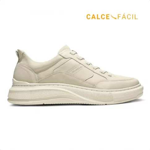 Sapatênis Democrata Pace Calce Fácil Casual Masculino Bege / Creme