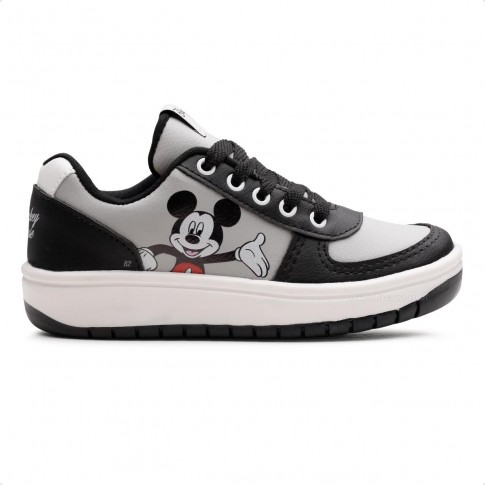 Tênis Disney Casual Mickey Juvenil Cinza / Preto