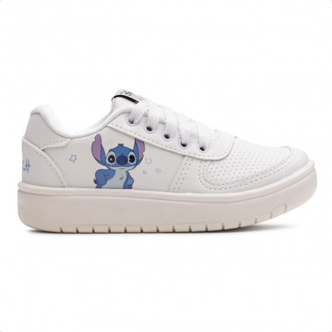 Tênis Disney Casual Stitch Juvenil Branco / Azul