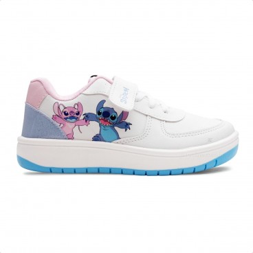 Tênis Disney Casual Stitch Juvenil Calce Fácil Branco / Rosa