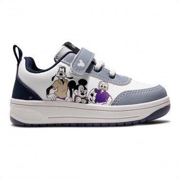 Tênis Disney Mickey Infantil Calce Fácil Branco / Cinza