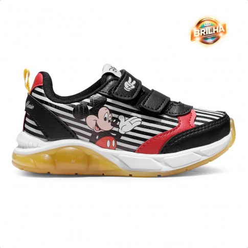 Tênis Disney Mickey Infantil Sem Cadarço Preto / Vermelho