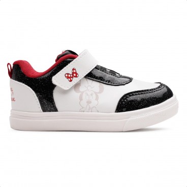 Tênis Disney Minnie Infantil Calce Fácil Branco / Preto