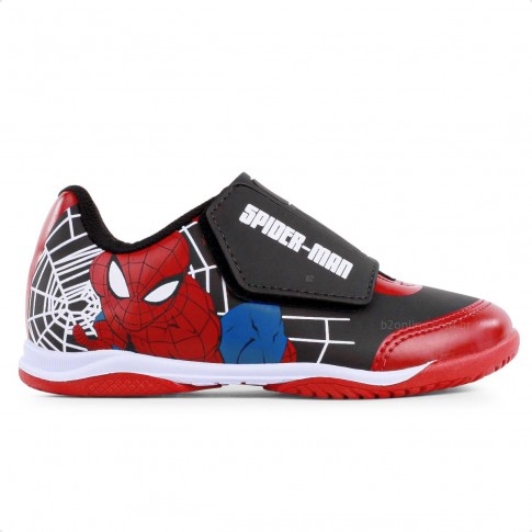 Chuteira Futsal Dray Marvel Original Sem Cadarço Infantil Preto / Vermelho