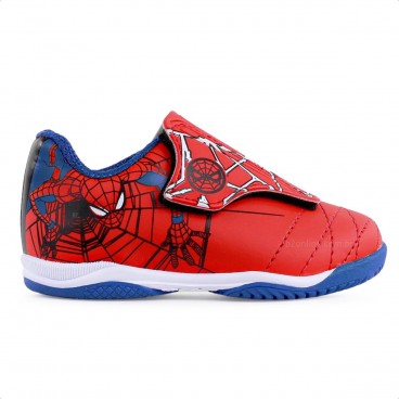 Chuteira Futsal Dray Marvel Original Sem Cadarço Infantil Vermelho / Azul