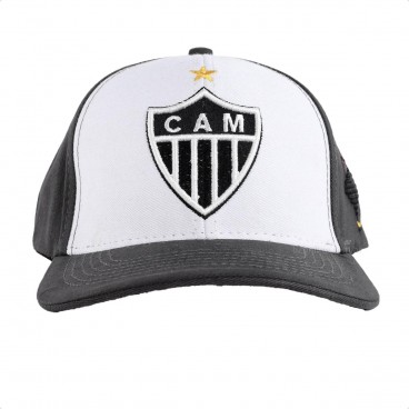 Boné Atlético Mineiro Oficial Aba Curva Logo Cinza / Branco